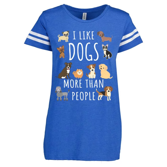 I Like Dogs More Than People Gift Enza Ladies Jersey Football T-Shirt