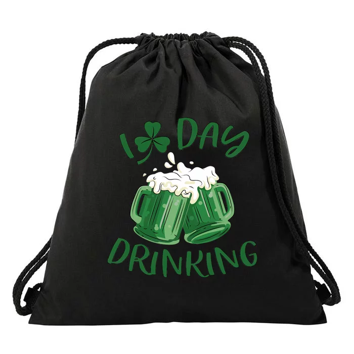 I Love Day Drinking Irish Beer Lover Drinking Team Saint Patrick's Day Drawstring Bag