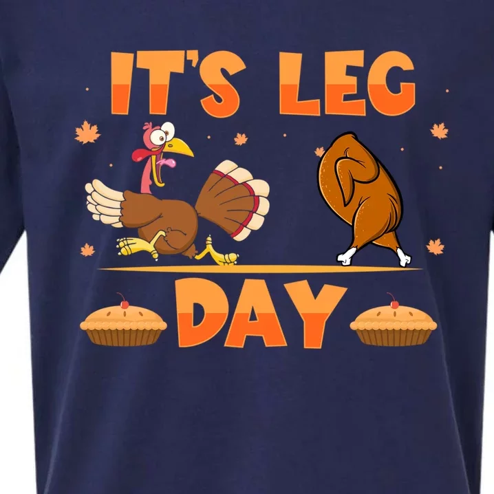 Its Leg Day Funny Turkey Exercise Running Thanksgiving Gift Sueded Cloud Jersey T-Shirt