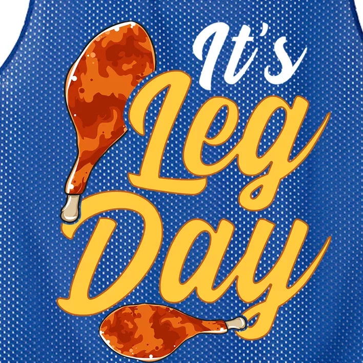 Its Leg Day Funny Turkey Thanksgiving Gym Exercise Gift Mesh Reversible Basketball Jersey Tank