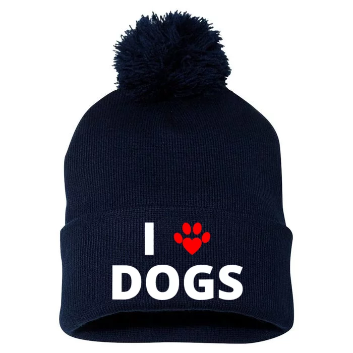 I Love Dogs Pom Pom 12in Knit Beanie