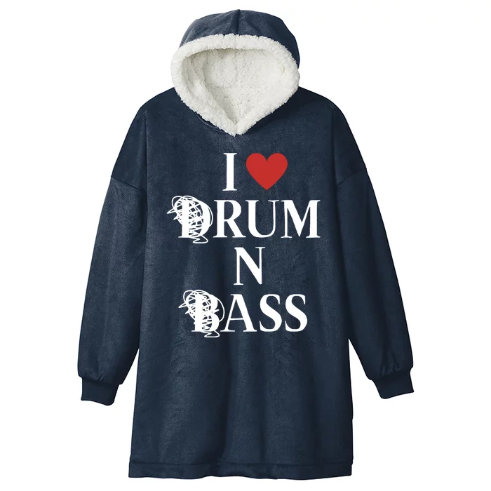 I Love Drum And Bass Rock Hooded Wearable Blanket