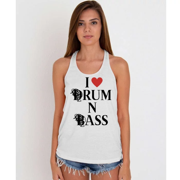 I Love Drum And Bass Rock Women's Knotted Racerback Tank