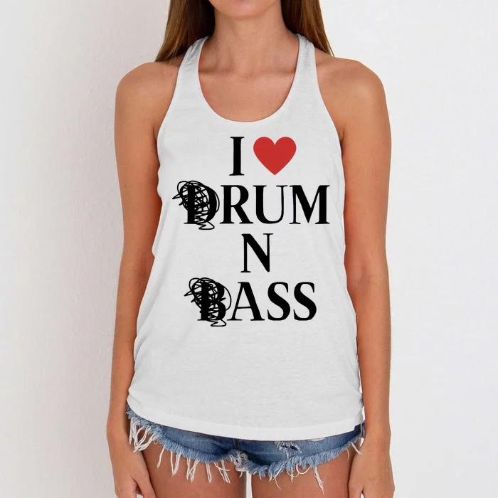 I Love Drum And Bass Rock Women's Knotted Racerback Tank