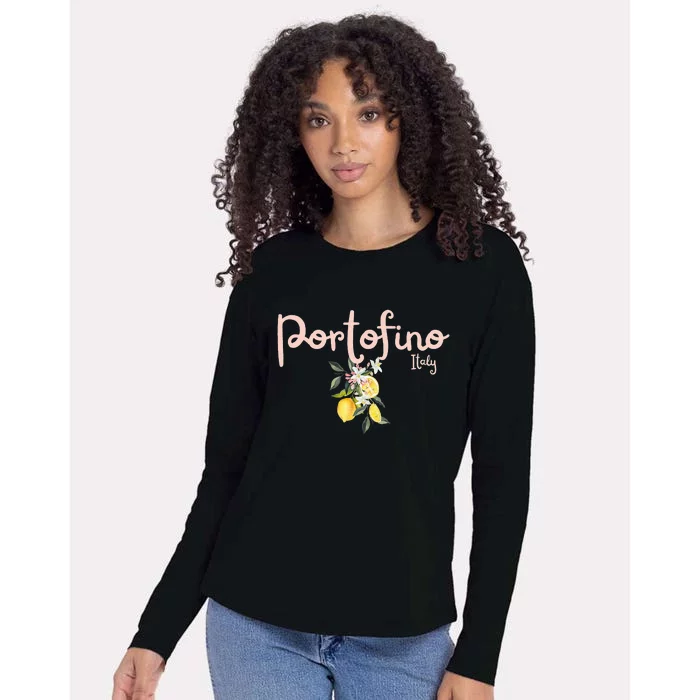 Italy Lemon Design Portofino Italy Souvenir Italy Lover Womens Cotton Relaxed Long Sleeve T-Shirt