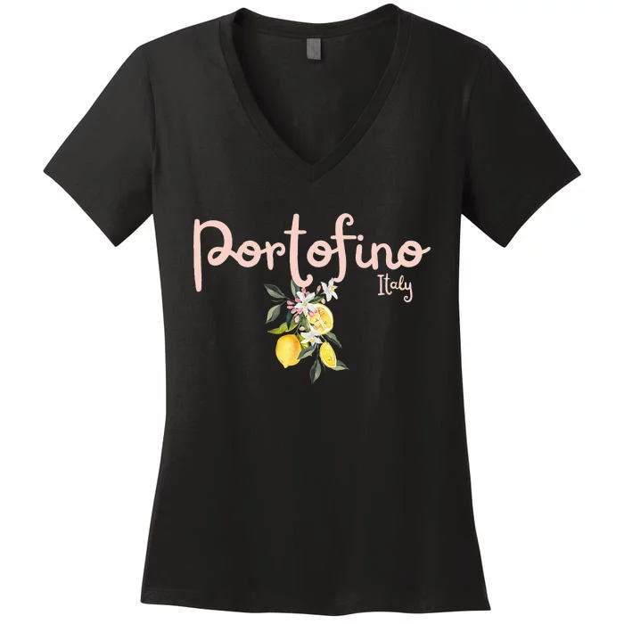 Italy Lemon Design Portofino Italy Souvenir Italy Lover Women's V-Neck T-Shirt