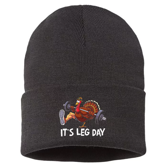 ItS Leg Day Funny Workout Turkey Thanksgiving Sustainable Knit Beanie