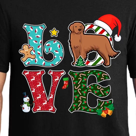 I Love Dog Retriever Christmas Gift Pajama Set