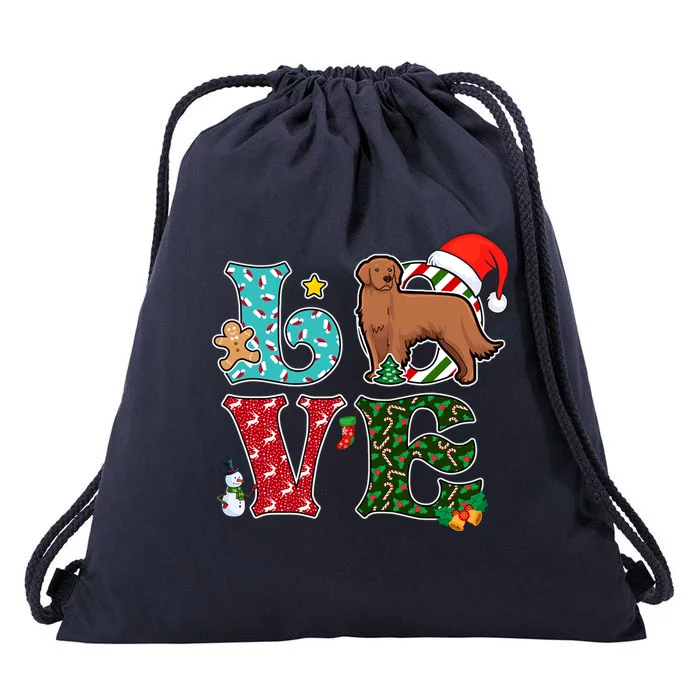 I Love Dog Retriever Christmas Gift Drawstring Bag