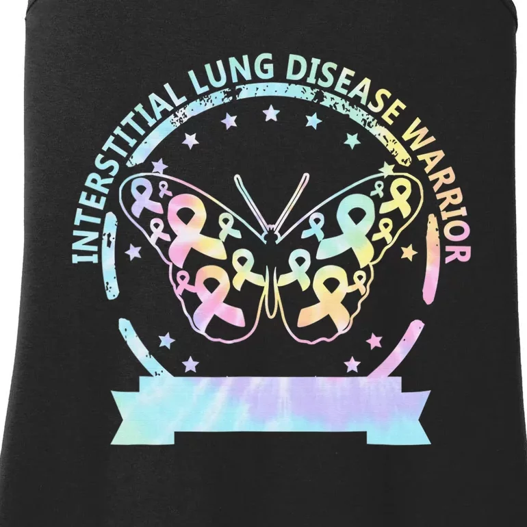 Interstitial Lung Disease betterfly ribbon awareness Tie Dye Ladies Essential Tank