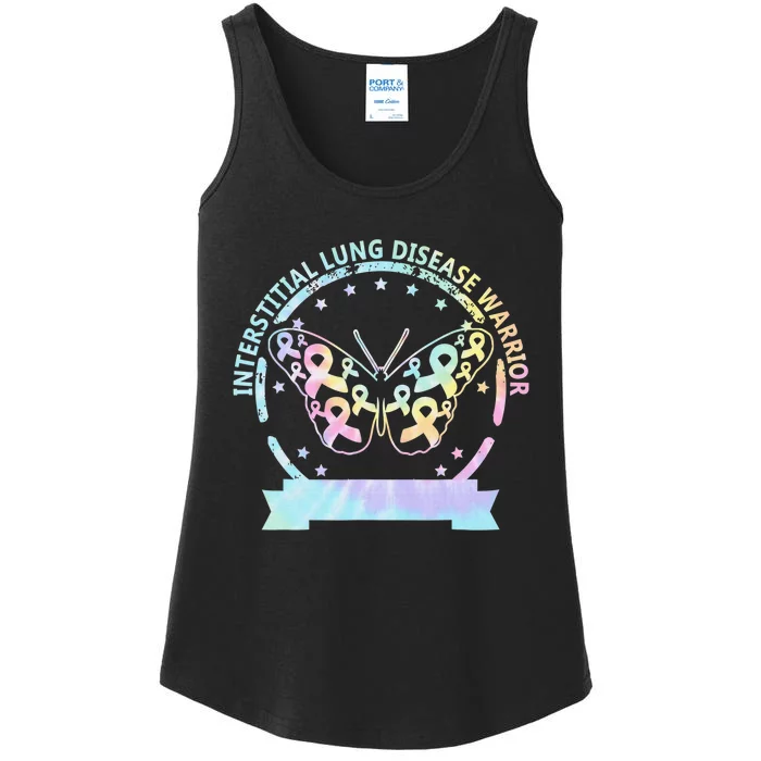 Interstitial Lung Disease betterfly ribbon awareness Tie Dye Ladies Essential Tank