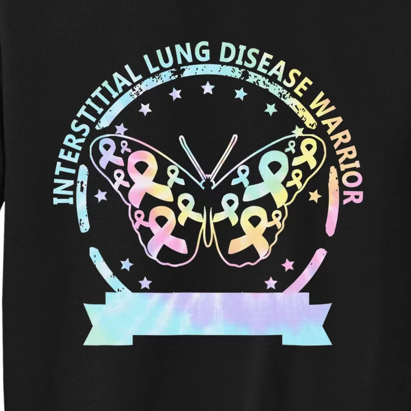 Interstitial Lung Disease betterfly ribbon awareness Tie Dye Tall Sweatshirt