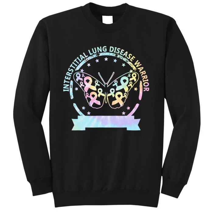 Interstitial Lung Disease betterfly ribbon awareness Tie Dye Tall Sweatshirt