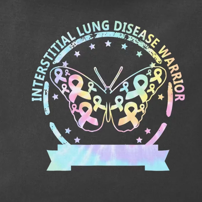 Interstitial Lung Disease betterfly ribbon awareness Tie Dye Zip Tote Bag