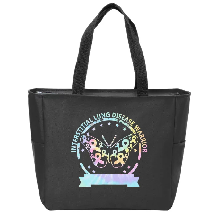 Interstitial Lung Disease betterfly ribbon awareness Tie Dye Zip Tote Bag