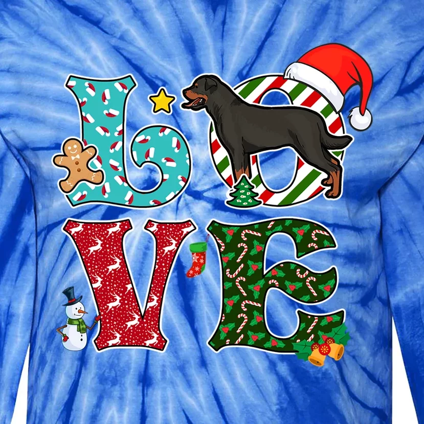 I Love Dog Rottweiler Christmas Gift Tie-Dye Long Sleeve Shirt