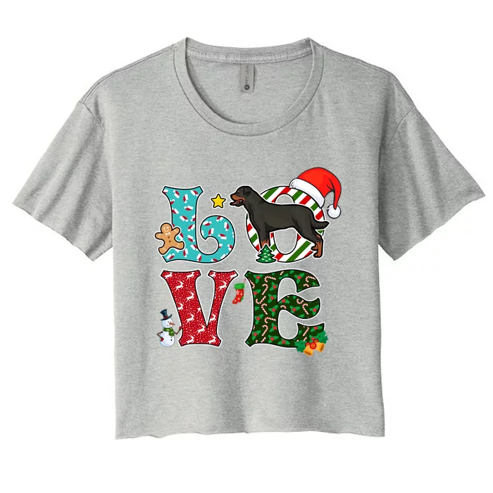 I Love Dog Rottweiler Christmas Gift Women's Crop Top Tee