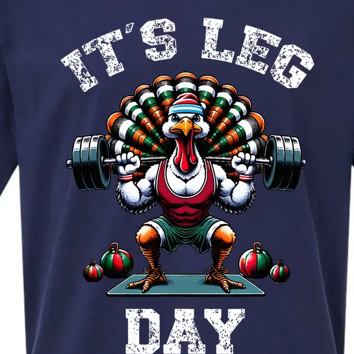 Its Leg Day Funny Turkey Exercise Thanksgiving Sueded Cloud Jersey T-Shirt