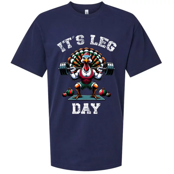 Its Leg Day Funny Turkey Exercise Thanksgiving Sueded Cloud Jersey T-Shirt