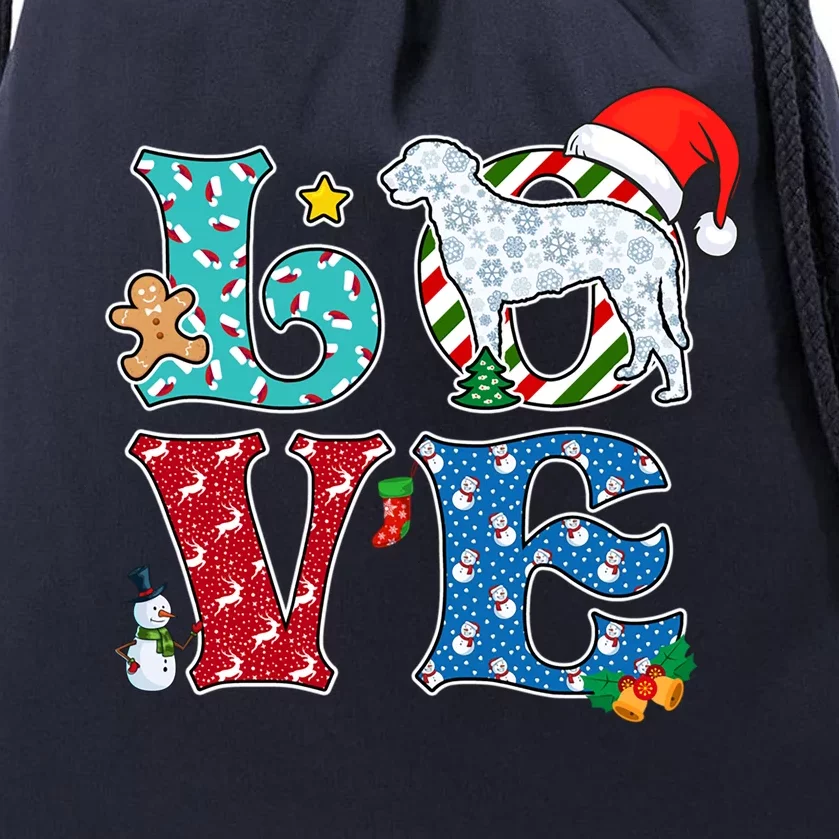 I Love Dog CurlyCoated Retriever Christmas Gift Drawstring Bag