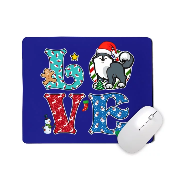 I Love Dog Husky Christmas Gift Mousepad