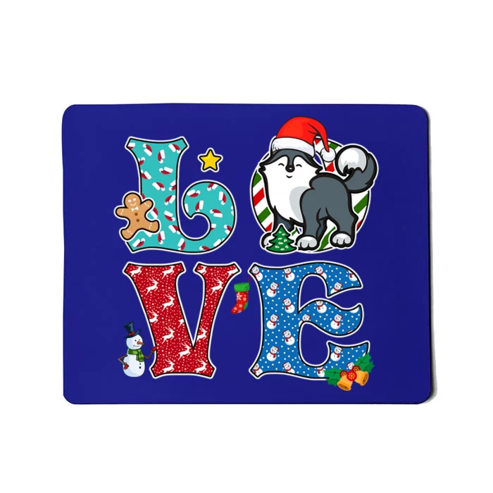 I Love Dog Husky Christmas Gift Mousepad