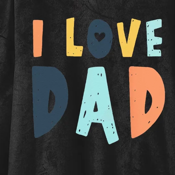 I Love Dad Retro Daddy Jokes From Daughter Son Wife Hooded Wearable Blanket