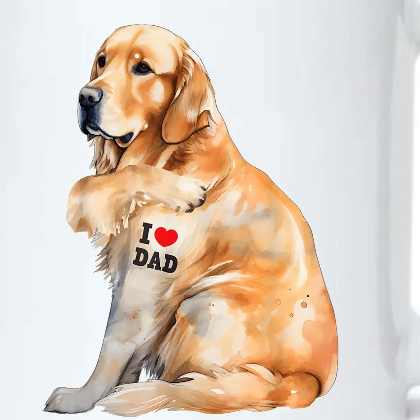 I Love Dad Patriotic Golden Retriever Canine Dog Lover Black Color Changing Mug