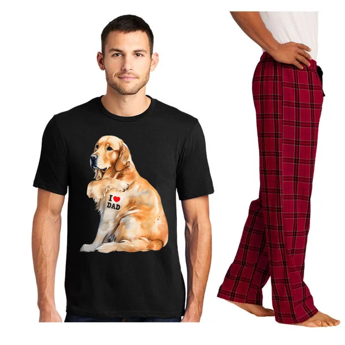 I Love Dad Patriotic Golden Retriever Canine Dog Lover Pajama Set