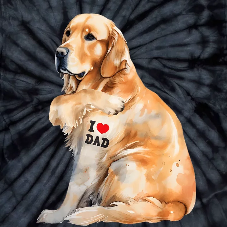 I Love Dad Patriotic Golden Retriever Canine Dog Lover Tie-Dye T-Shirt