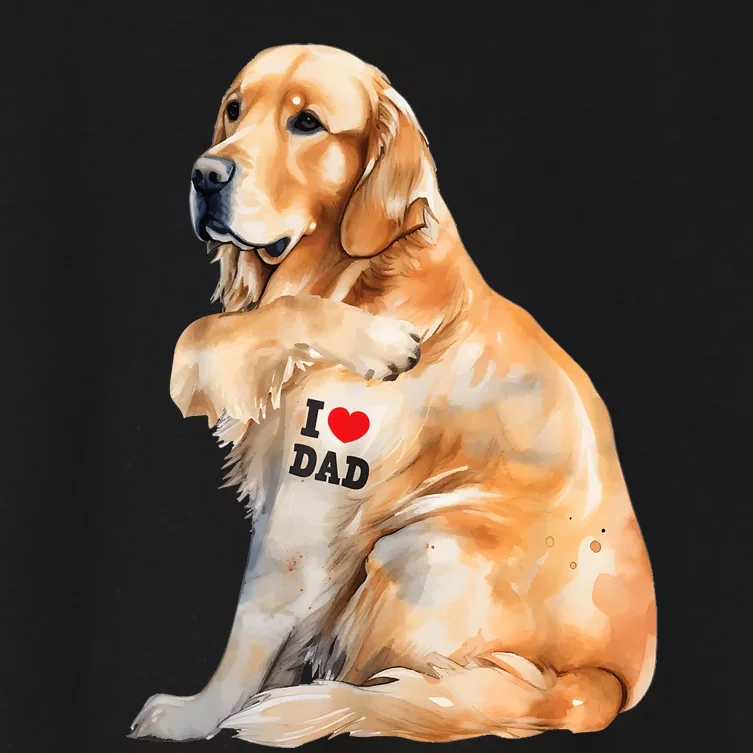 I Love Dad Patriotic Golden Retriever Canine Dog Lover Women's Crop Top Tee