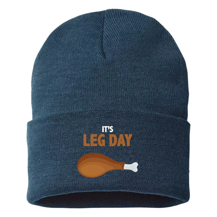 It's Leg Day Funny Turkey Sustainable Knit Beanie