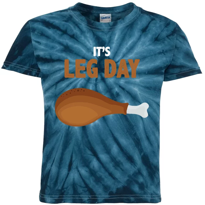 It's Leg Day Funny Turkey Kids Tie-Dye T-Shirt