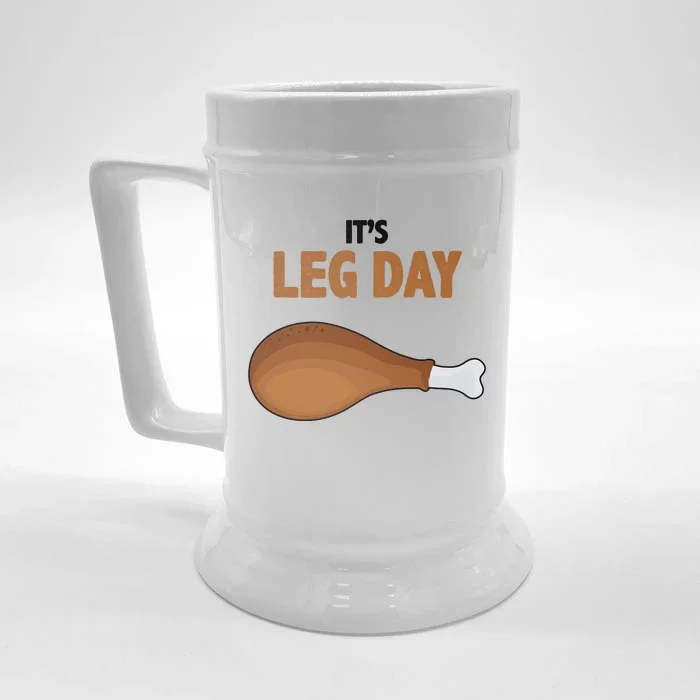 It's Leg Day Funny Turkey Front & Back Beer Stein