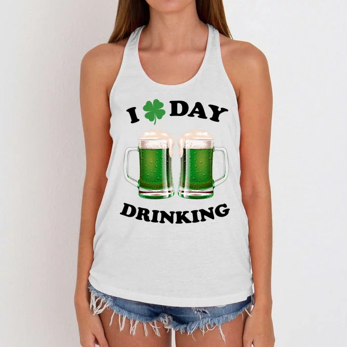 I Love Day Drinking St Patrick's Day Party Women's Knotted Racerback Tank