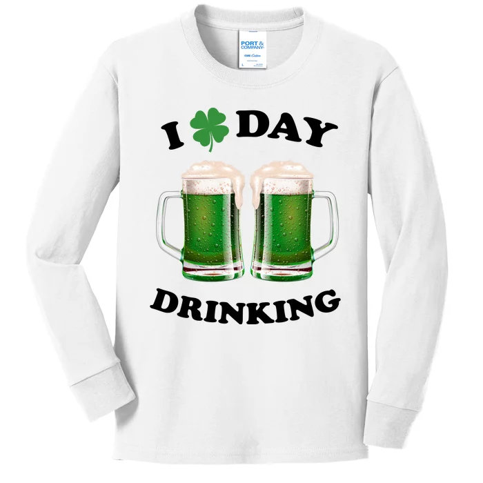 I Love Day Drinking St Patrick's Day Party Kids Long Sleeve Shirt