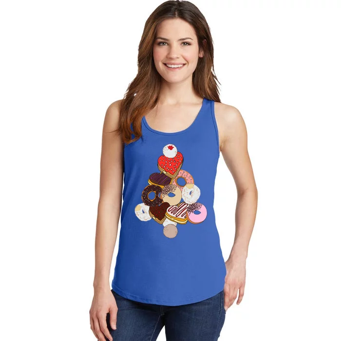 I Love Donuts Valentines Day Tree Funny Food Meme Donut Cool Gift Ladies Essential Tank