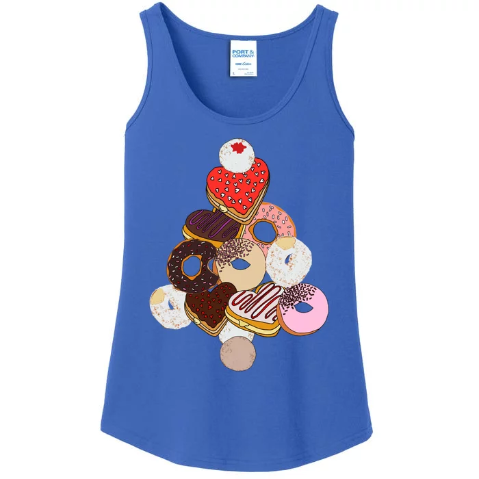 I Love Donuts Valentines Day Tree Funny Food Meme Donut Cool Gift Ladies Essential Tank