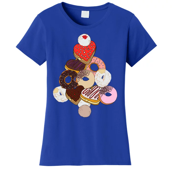 I Love Donuts Valentines Day Tree Funny Food Meme Donut Cool Gift Women's T-Shirt