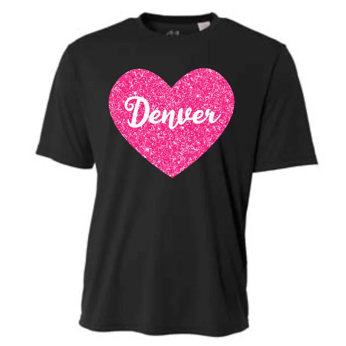 I Love Denver Colorado USA Pink Heart Gift For Women Cooling Performance Crew T-Shirt