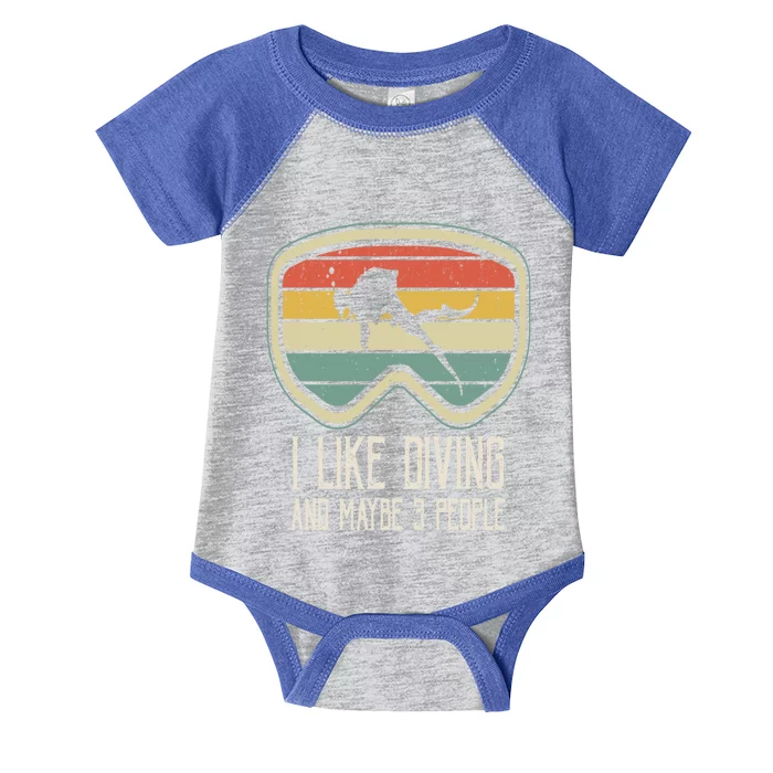 I Like Diving And Maybe 3 People Distressed Scuba Diver Dive Infant Baby Jersey Bodysuit