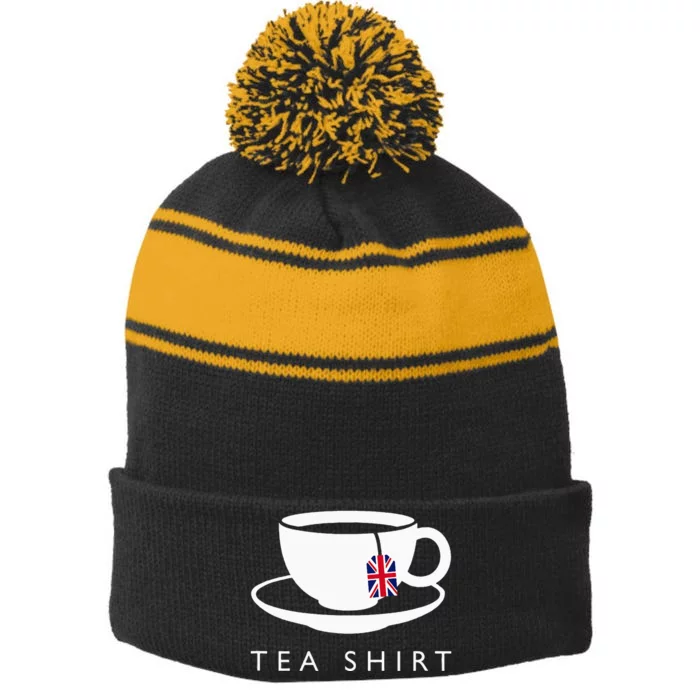 I Love English Tea Uk Flag Fun Novelty Souvenir Memorabilia Stripe Pom Pom Beanie