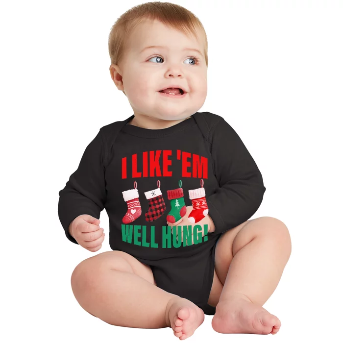 I Like Em WellHung Funny Christmas Baby Long Sleeve Bodysuit