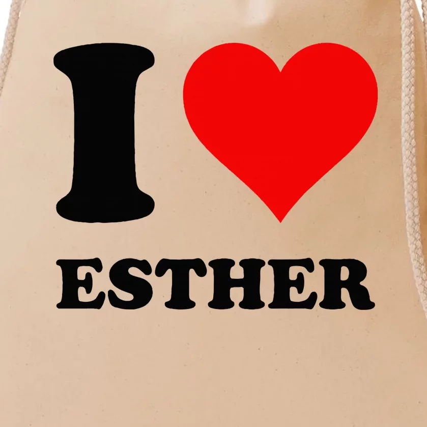 I Love Esther Drawstring Bag