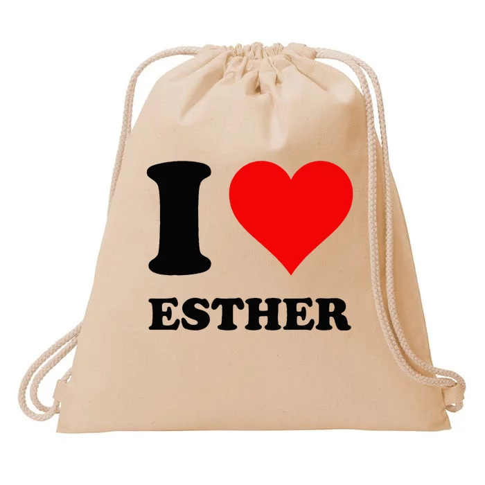 I Love Esther Drawstring Bag