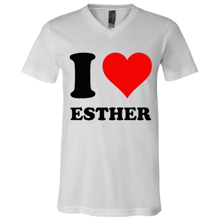 I Love Esther V-Neck T-Shirt