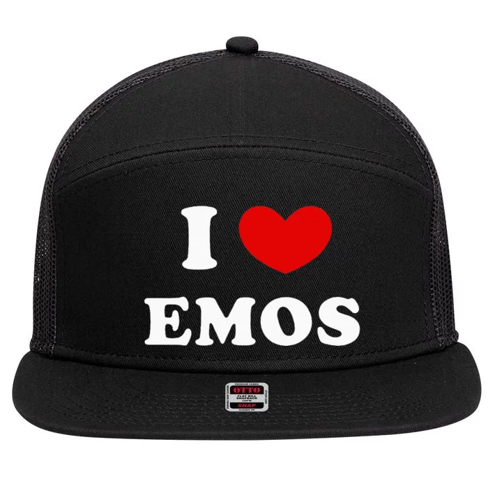 I Love Emos 7 Panel Mesh Trucker Snapback Hat