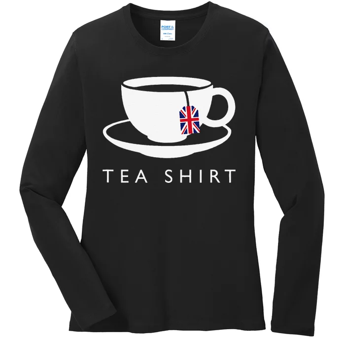 I Love English Tea Uk Flag Fun Novelty Souvenir Memorabilia Gift Ladies Long Sleeve Shirt