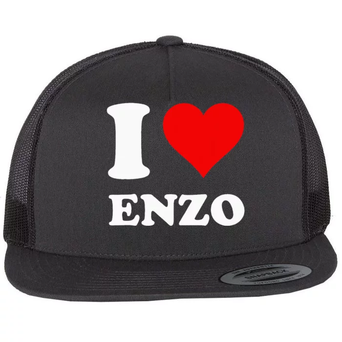 I Love Enzo Flat Bill Trucker Hat