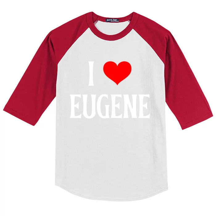 I Love Eugene I Heart Eugene Or Usa Holiday Travel Souvenir Gift Kids Colorblock Raglan Jersey